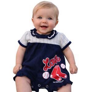 MLB Boston Red Sox Baby Romper Navy Baseball Outfit 0–3M Game Day Cute
